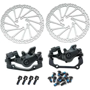 Mechanical Bicycle Disc Brake Kit, Front & Rear Calipers with 160mm Rotor, Fits Mountain, Folding & Road Bikes