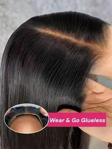 Glueless Wig Human Hair Ready To Wear And Go Brazilian Bone Straight Lace Front Wigs Human Hair 5X5 Pre Cut Hd Lace Closure Wigs For Women