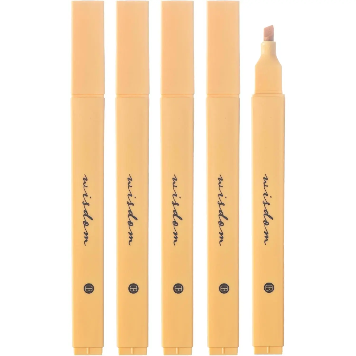 5-Pack Yellow Soft Chisel Tip Highlighters, No Bleed, Quick Dry, Cute Aesthetic Markers for Study & Journaling Office Stationery Supplies