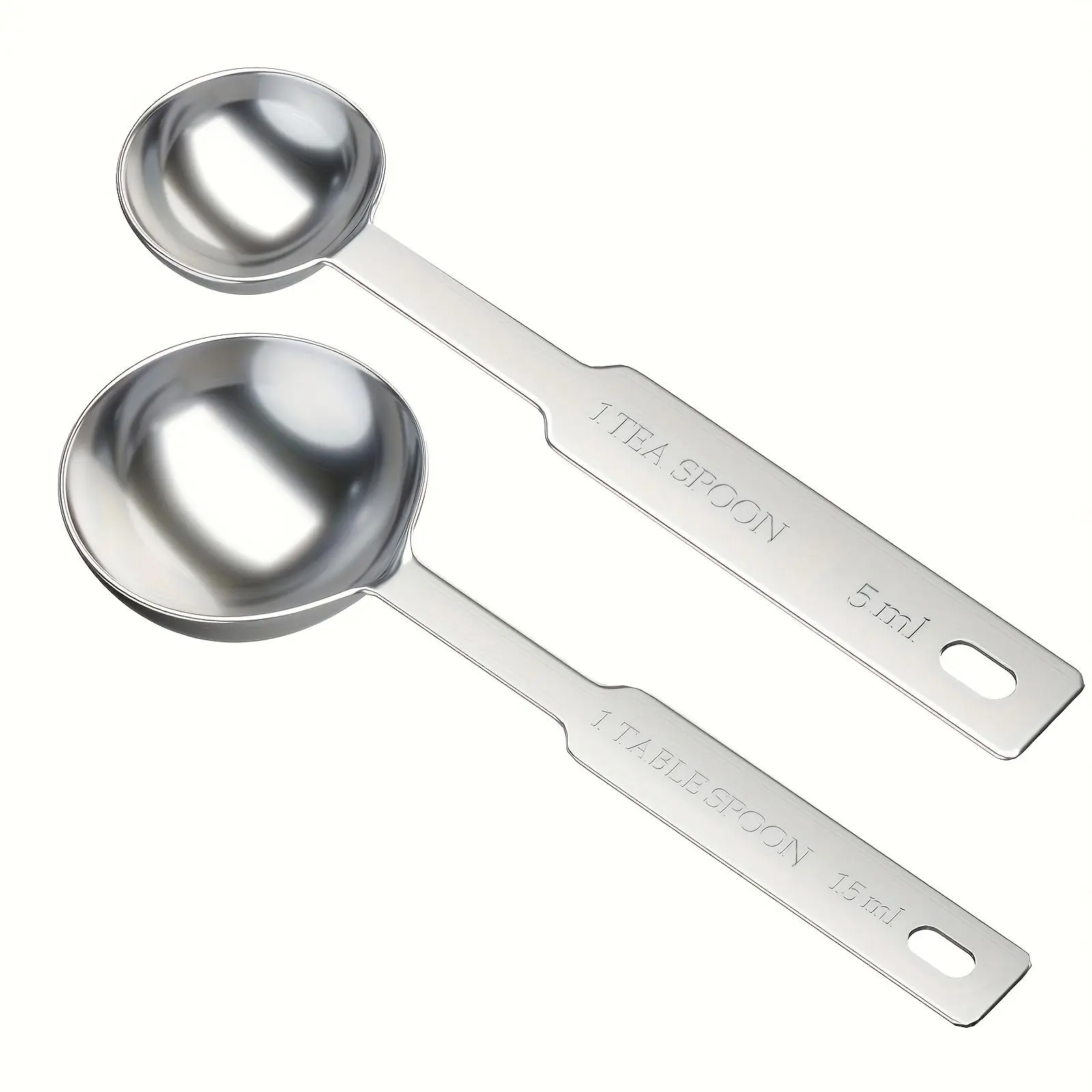 [Stainless Steel | Precise] 2pcs Stainless Steel Measuring Spoons | 1 Teaspoon (1/3 Tablespoon, 1/6 Ounce, 5 Milliliters) & 1 Tablespoon (3 Teaspoons, 1/2 Ounce, 15 Milliliters) | Precise Measurement for Liquids Or Dry Ingredients