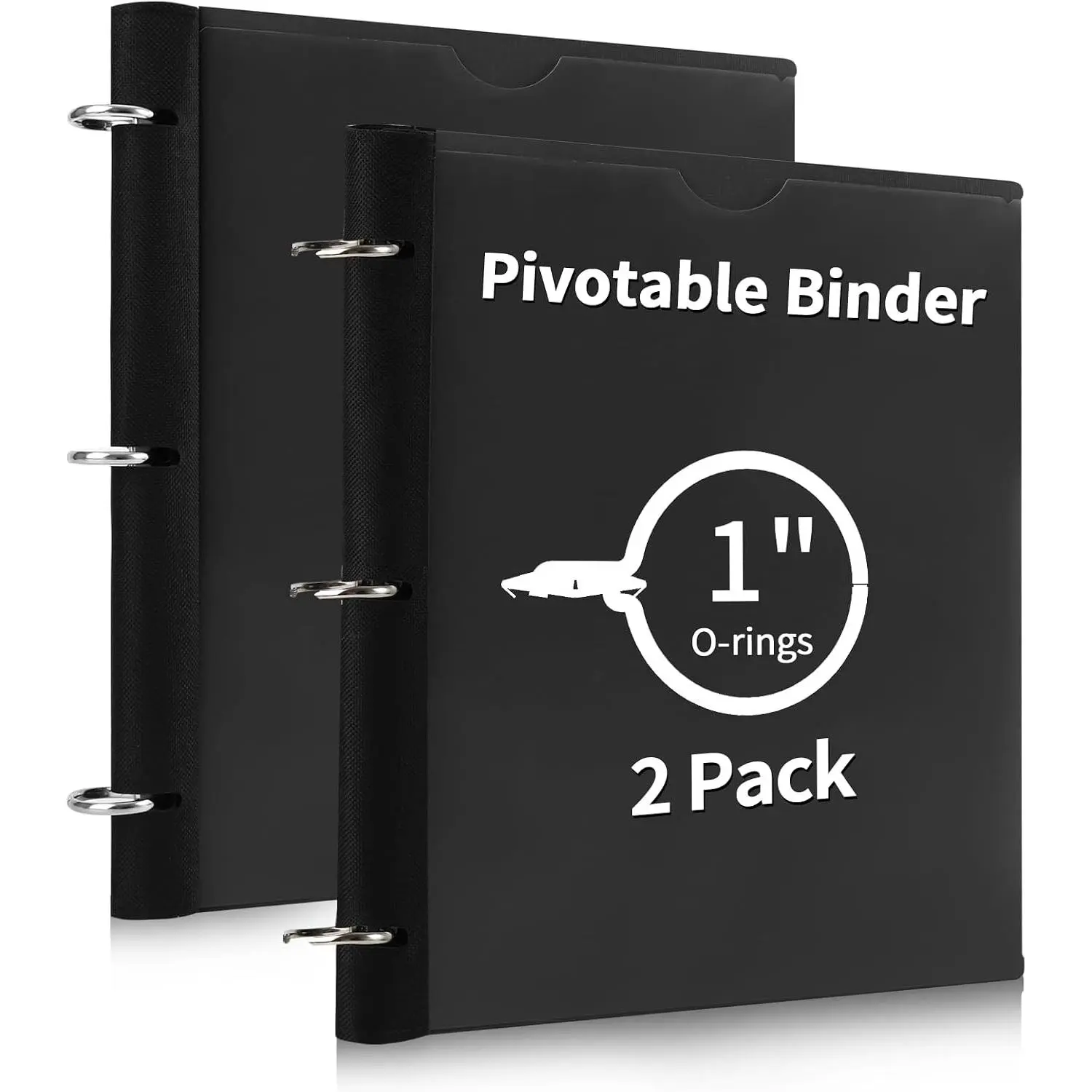 360° Pivotable 3 Ring Binder, Upgraded Foldable Binders 1 inch 2 Pack, Thin Small Three Ring Binder Fits 8.5" x 11", for , School and Office Binders Supplies - Black