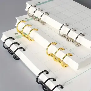 8pcs Golden Metal Binder Rings - Adjustable 3-Ring Design for DIY Albums, Journals, Notebooks, Calendars & Scrapbooks - Durable Iron Office Supplies for Secure Organization