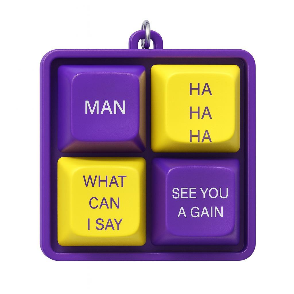 Funny Mamba Theme Keycap Keychain – Christmas Gifts For Boyfriends Kids 4-Key Sound Toy with Purple & Gold Design, Fun Gift and Collectible Accessory