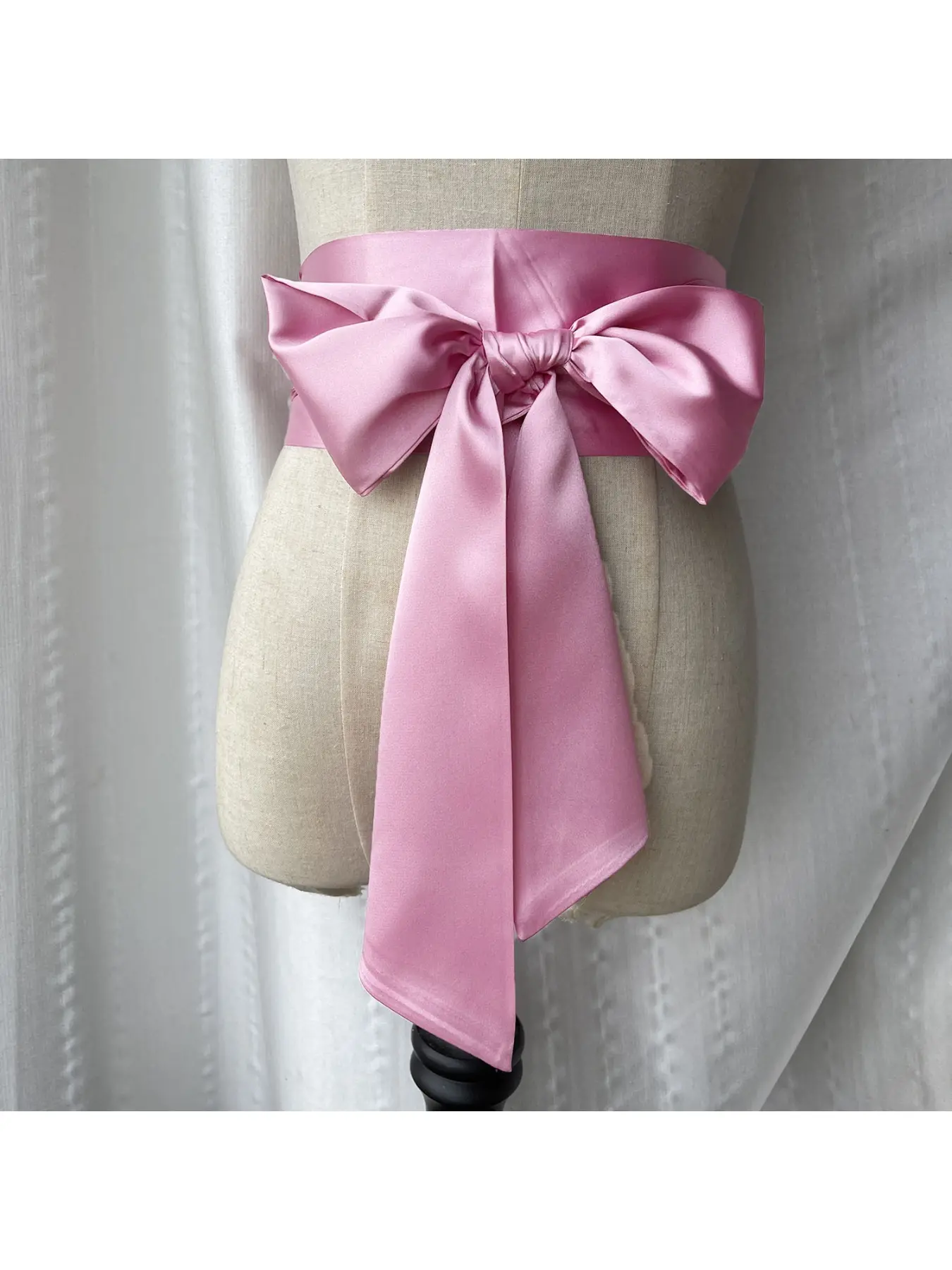 Bow Waist Belt Dress Waist Cincher Wide Belt Widened Lengthened Simulated Silk Satin Surface Matching Dress Wedding Ceremony Dress Belts