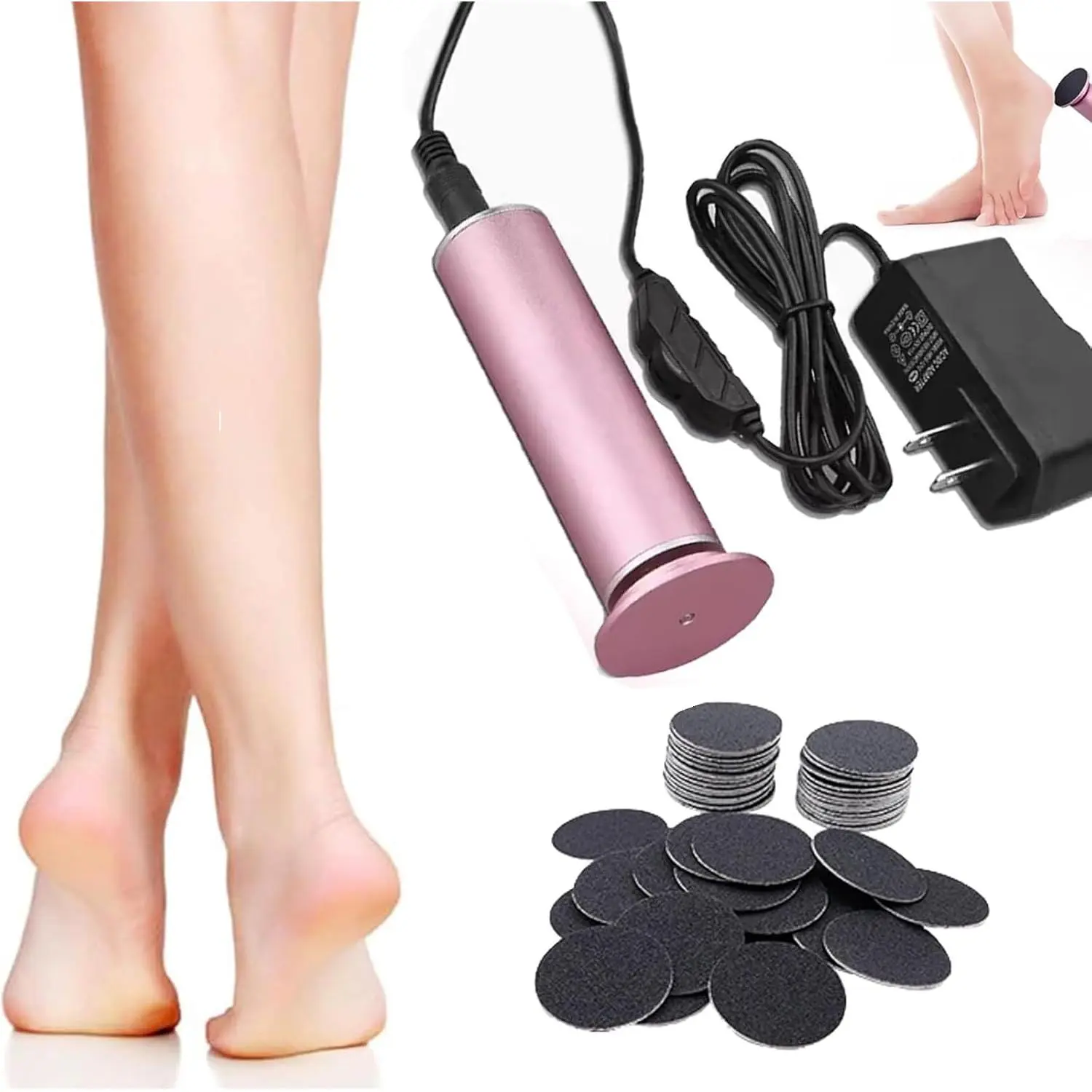 Electric Foot Callus Remover,with 60pcs Sanding Disc,Electric Speed Adjustable Foot File for Dead Skin Cracked Skin Calluses for Men and Women (Black)
