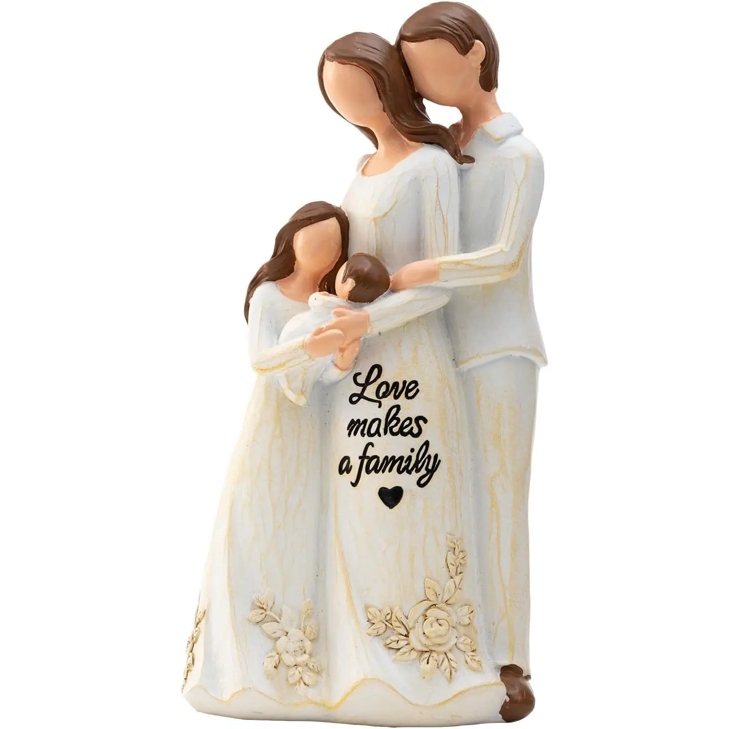 Artistic Flower Resin Figurine - 6.8in Hand-Painted Farmhouse Sculpture, Abstract Face Mother-Father-Daughter-New Baby Statue, Home Decor Gift for New Parents (Mother's Day, Figurines & Miniatures)