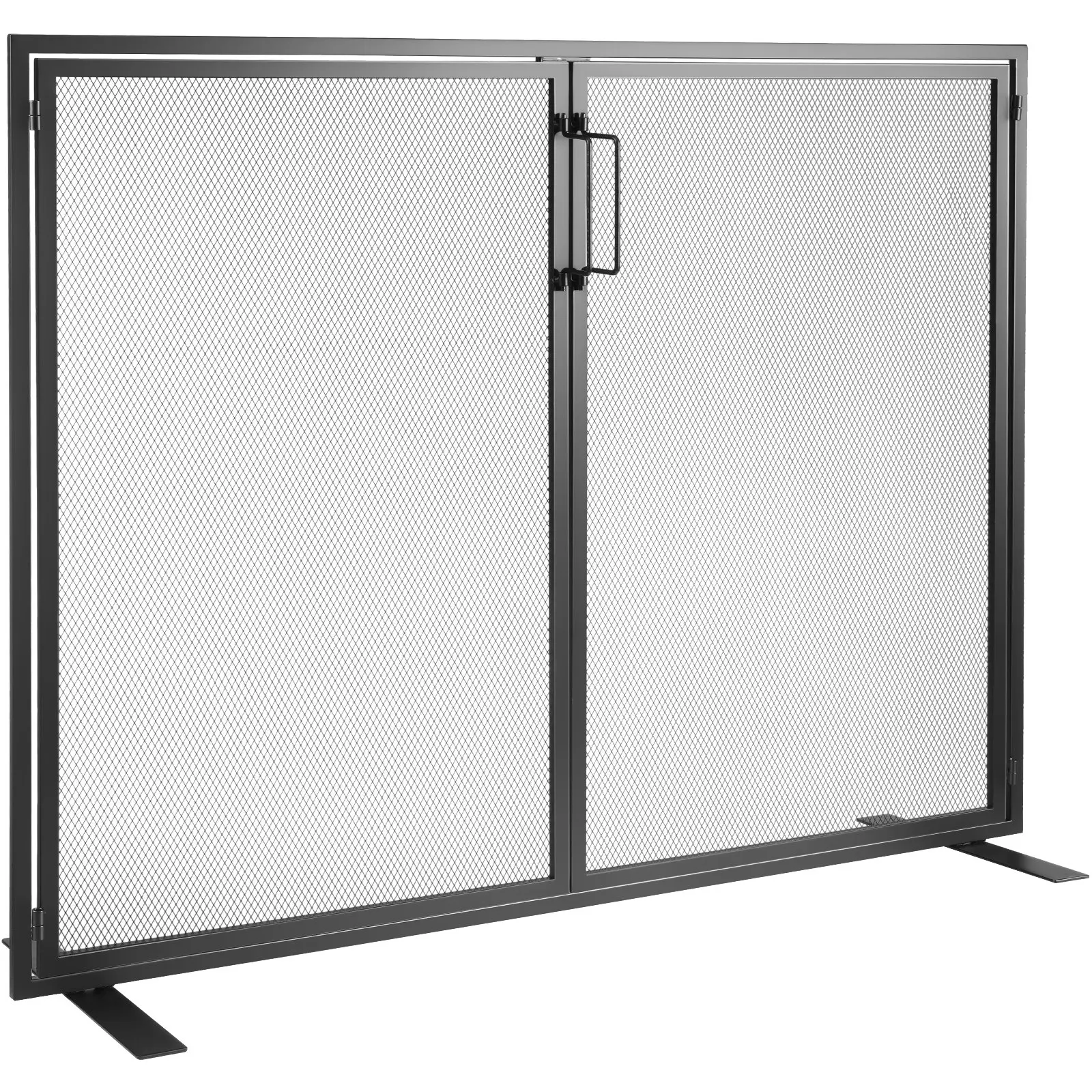 【Summerfinds】VEVOR 1-Panel Fireplace Screen with Door, Sturdy Iron Mesh Spark Guard Cover (38.98"(L) x 30.7"(H)), Free Standing Easy-Install Fire Fence Grate with Exquisite Details & Embedded Design, Heat-Dispersing Home Decor for Family Safety