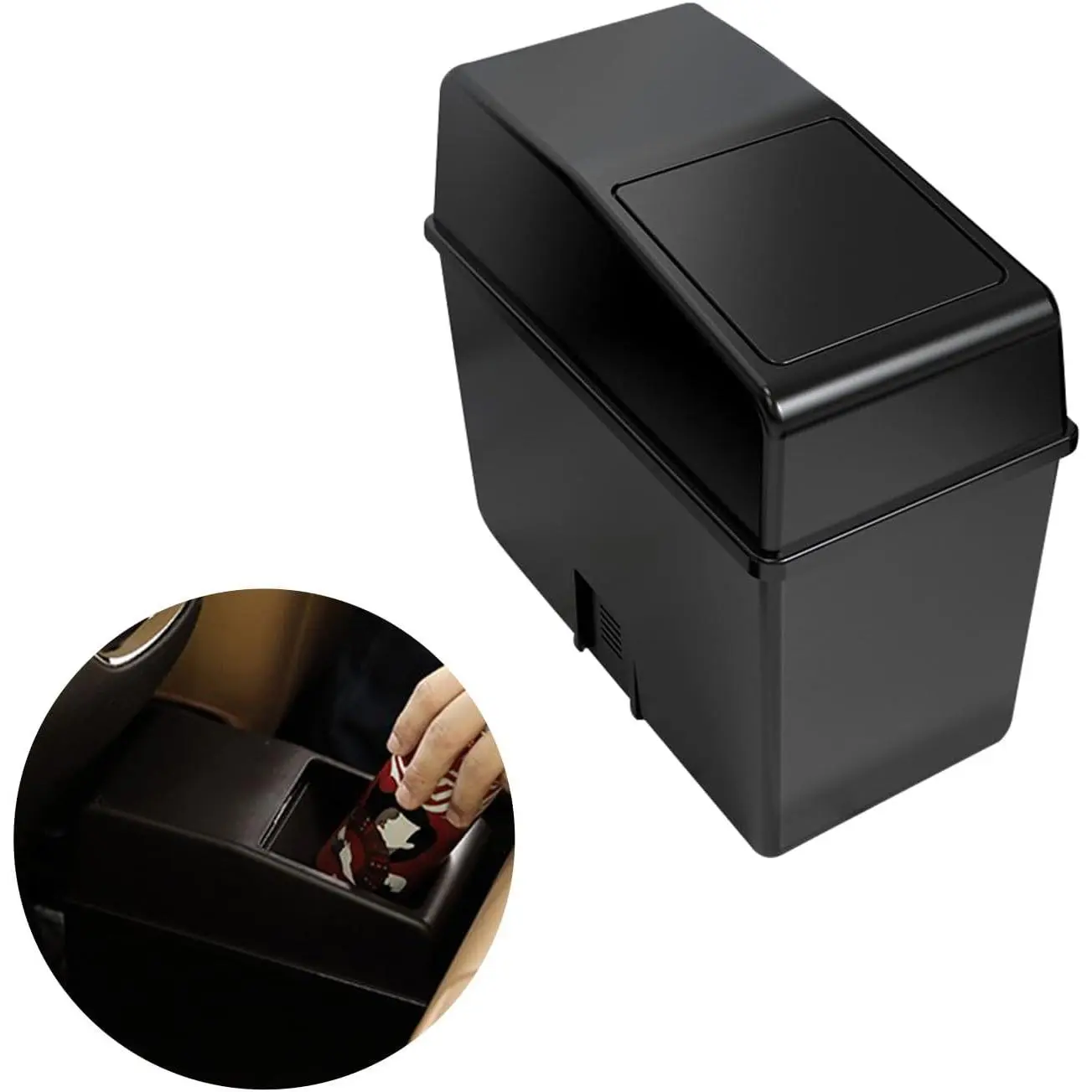 1 count Black  Trash Can,  Trash Bin with Lid,  Portable  Trash Can for  ,Suvs, Offices
