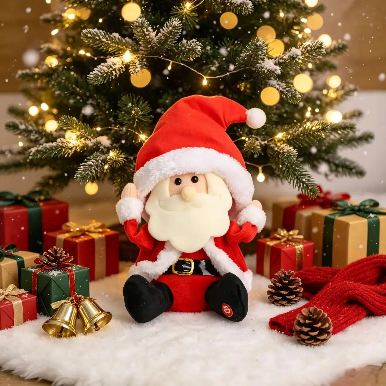 Faceless Santa Claus Stretch Hat Music Electric Doll, Christmas Dwarf Automatic Hat Dance Sound Toy, Hat Goblin Raising Hand Music Atmosphere Doll Decor