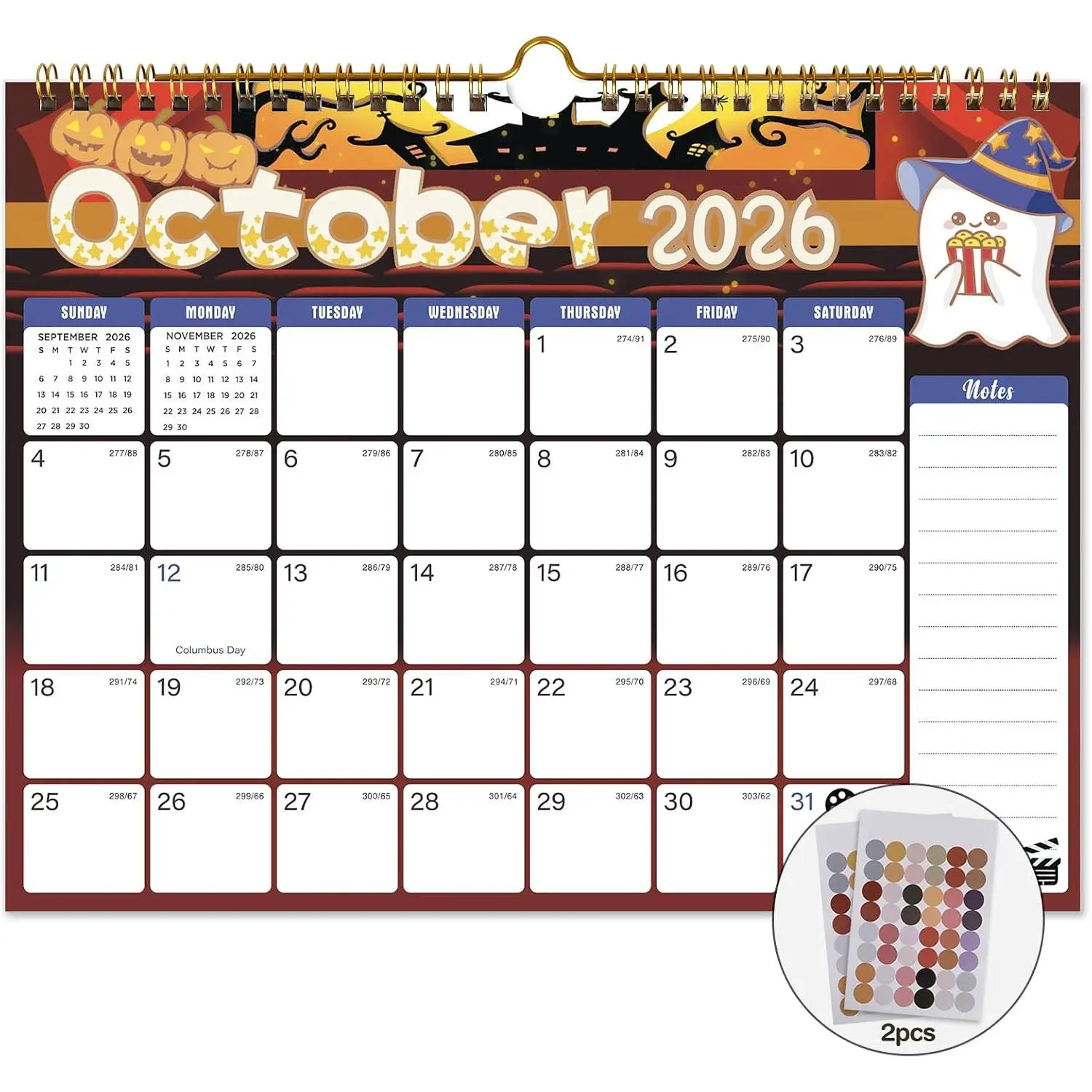Calendar 2026-2027, Jul. 2026 to Dec. 2027, 18 Monthly, 11"x8.5" | Wall Calendar 2026-2027, Thick Paper with Julian Dates and Block for  Year and Christmas Presents