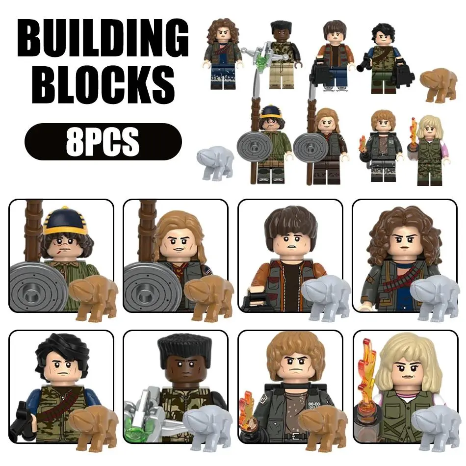 2026 hot itemNEW 8pcs/set Stranger Demogorgon Buliding Blocks Anime Dustin Action Figure Robin Bricks Minifigure Decor Model Toy friend Gift Popular toys