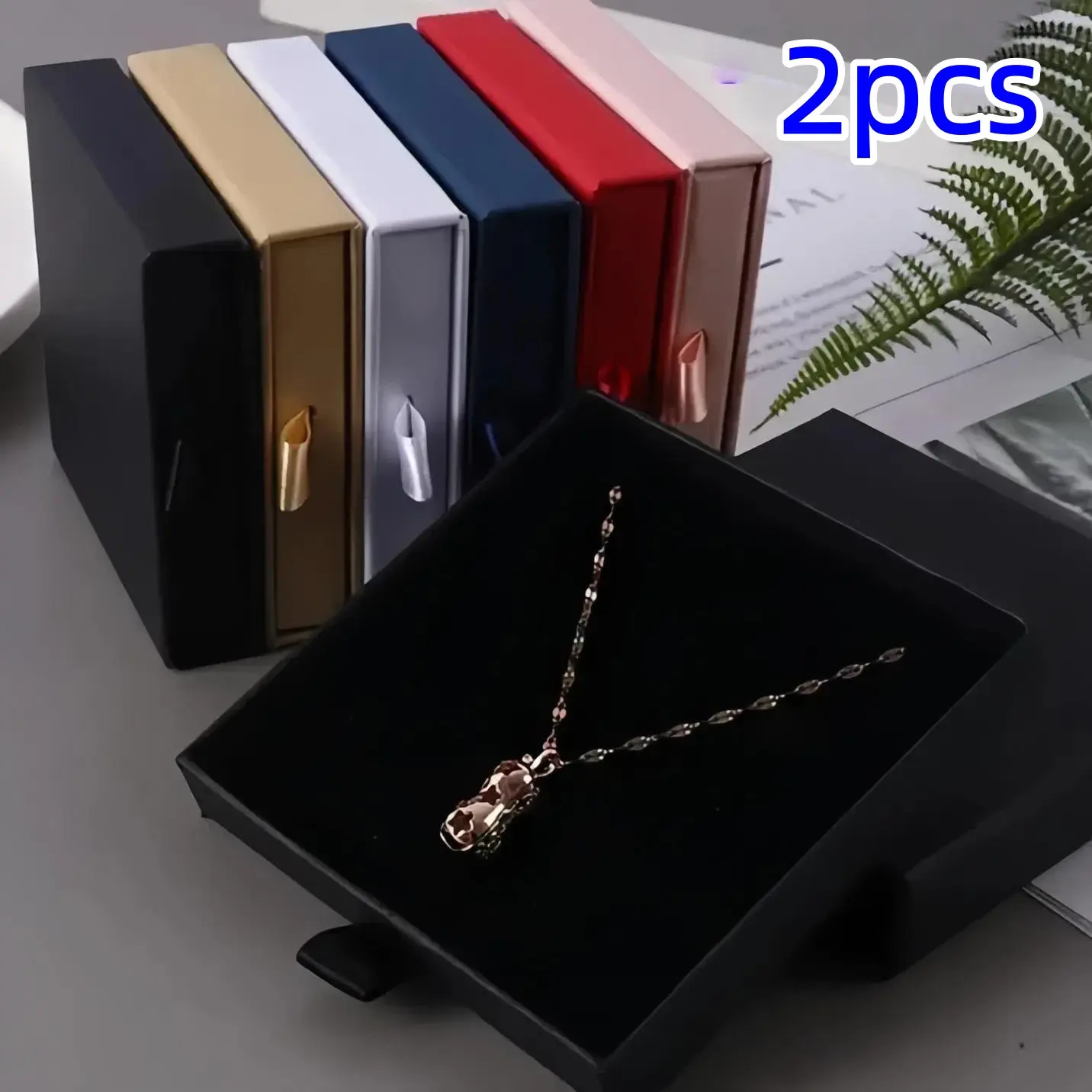 Elegant Jewelry Gift Boxes Set of 2, Durable Thick Cardboard Organizer Storage Containers, Perfect for Rings Necklaces Bracelets Earrings Display