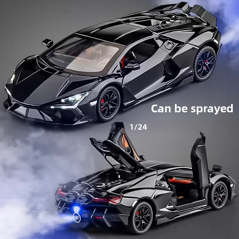 1:24 Sprayable Lamborghini Alloy Sports Car Model, Precise Hypercar Design, Open Doors, Hood, Trunk, Ideal Toy, Desk Decor, Gift