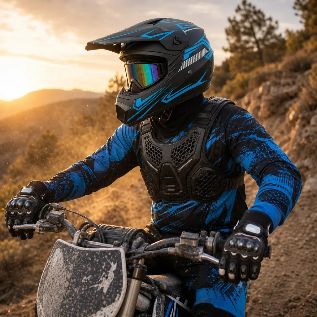 CVXVC Motocross Helmet Dirt Bike Helmet Full Face Motorcycle Helmet ABS Shell Impact Protection Matte Black Unisex Adult Off-Road Racing Gear