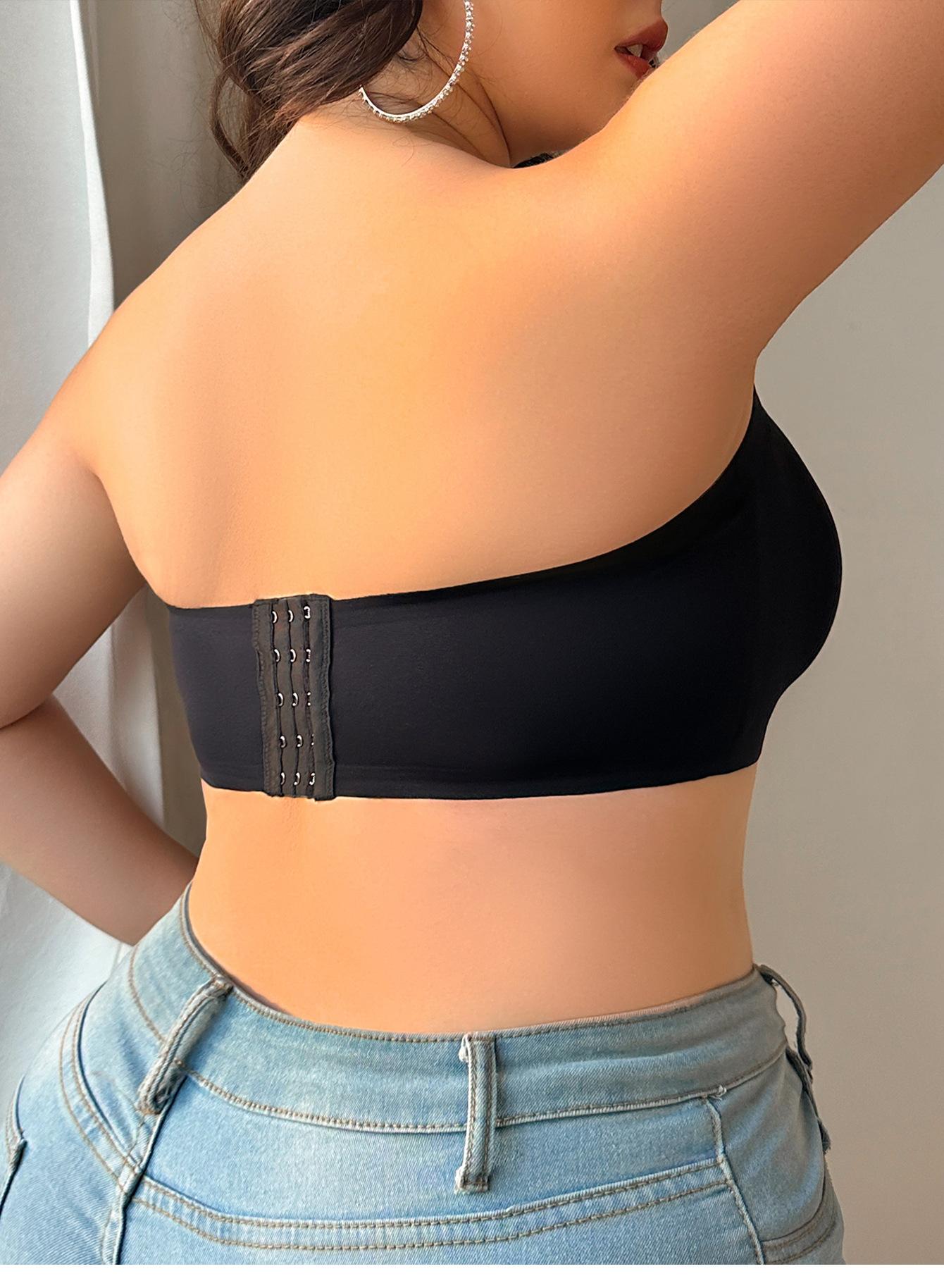 Plus Size Strapless Bandeau Bra, Non-Slip Wireless Support Tube Top for Curvy Women, Comfortable Seamless Bralette in White & Apricot