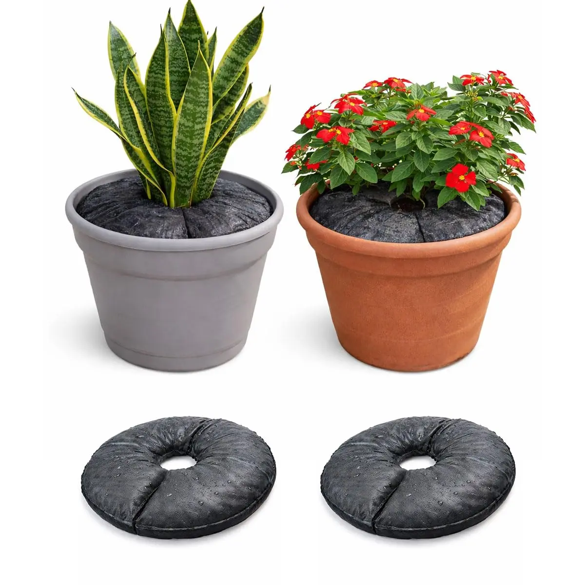 Smart 30+Day Watering Mat for 10 in to 12 in Containers for Houseplants, Annuals, Herbs, Trees, Tomatoes - Self-Filling, Lasts 30+ Days, Automatic Irrigation Mat (2-Pack)