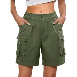 Bermuda Cargo Shorts for Women Baggy Knee Length Denim Shorts High Waist 6 Pockets 2026 Summer Casual(Gift)