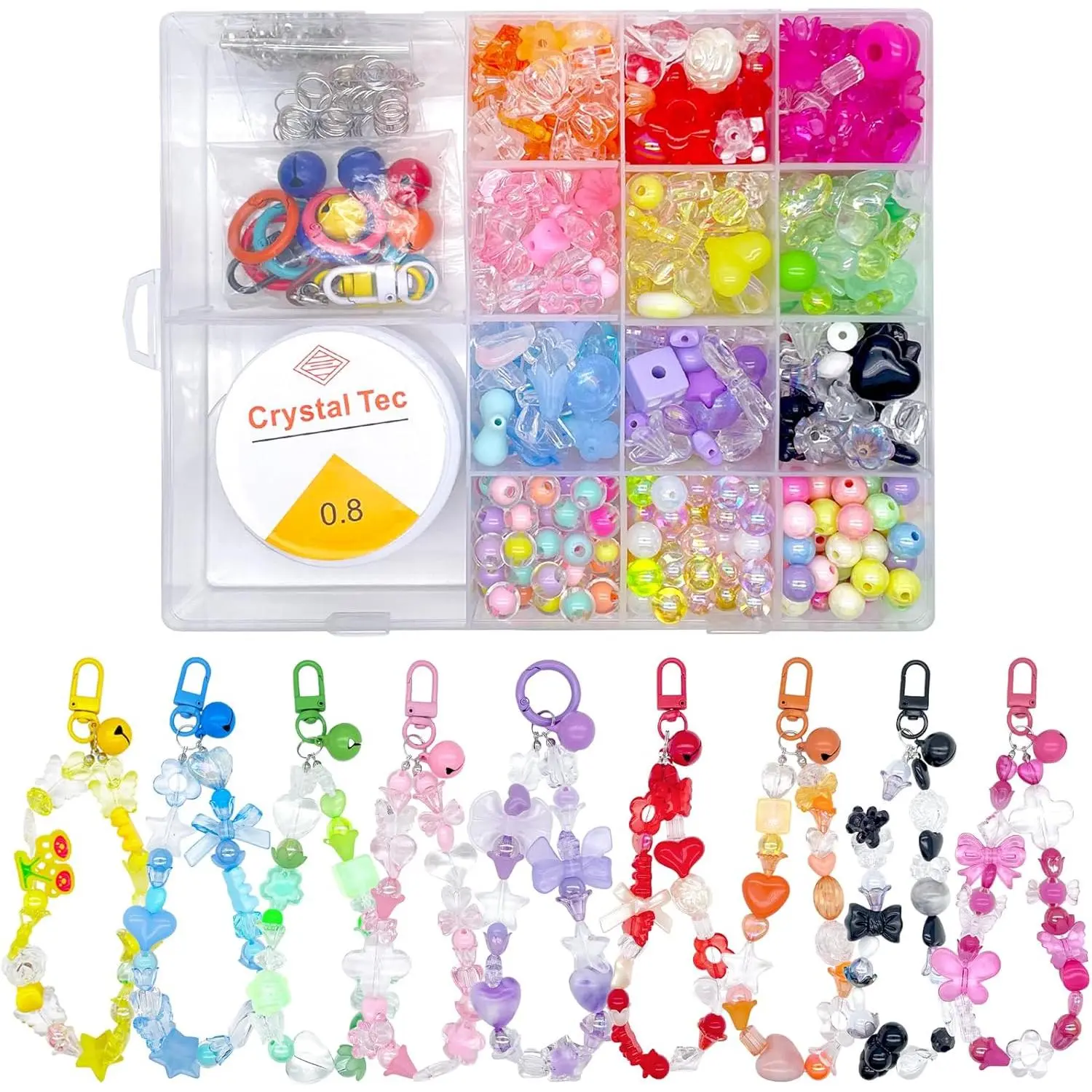 Pastel Butterfly Bead Kits - 750 Count, 12-Color Beading Supplies with 5 x Lobster Clasps, Elegant Themed Bracelet Making Kits for Christmas, Beginner Girls, DIY Crafting Fun