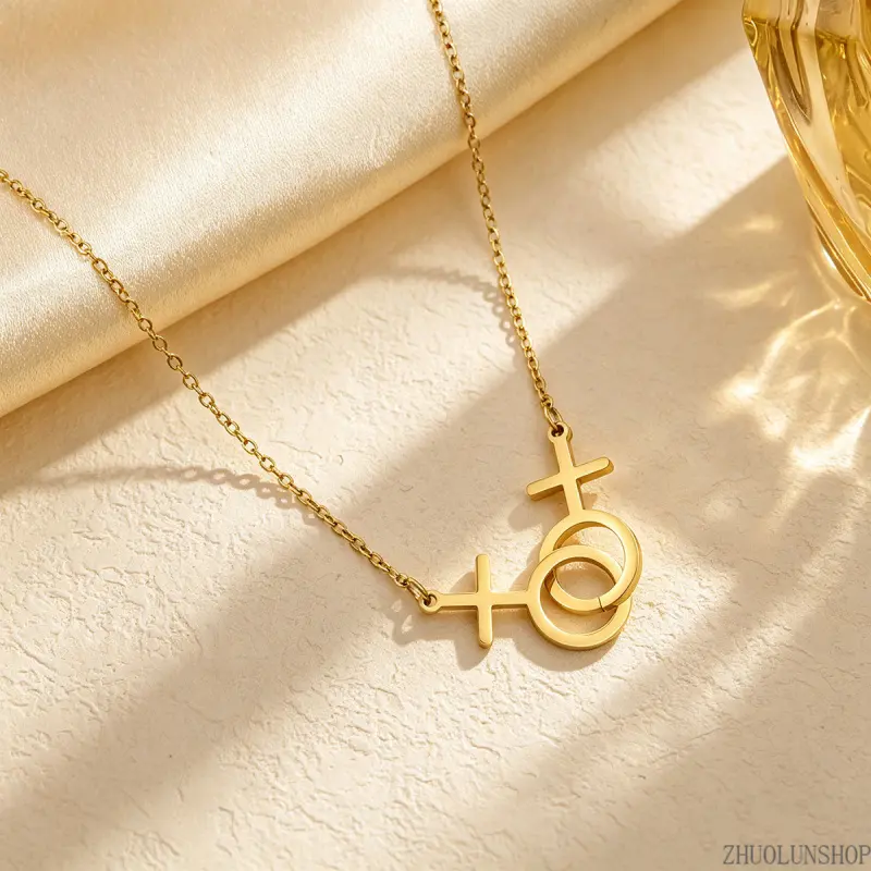 304 Stainless Steel Necklace for Women with Dainty Female Symbol Pendant, Minimalist LGBTQ Pride Jewelry for Daily Wear & College Look