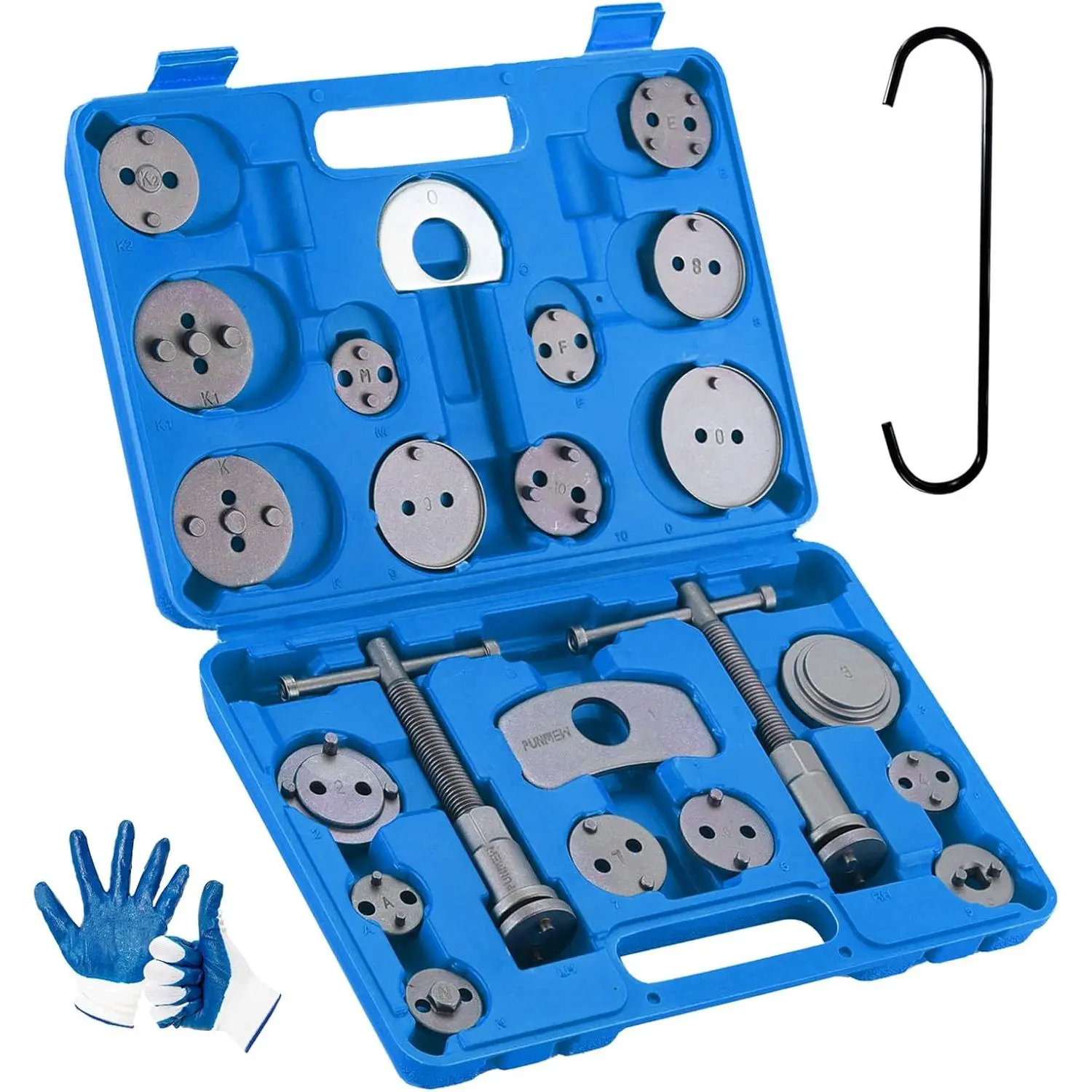 Brake Caliper Compression Tool 24-Piece Duty Disc Brake Piston Caliper Compressor Rewind Tool