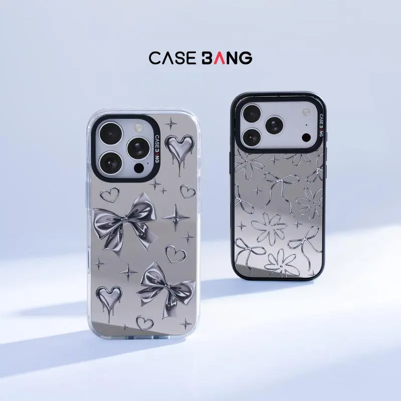 For iPhone 13-17,CASEBANG Silvery Bow Series ImagiSnap MagSafe Case, Replaceable Back, Military Drop Protection