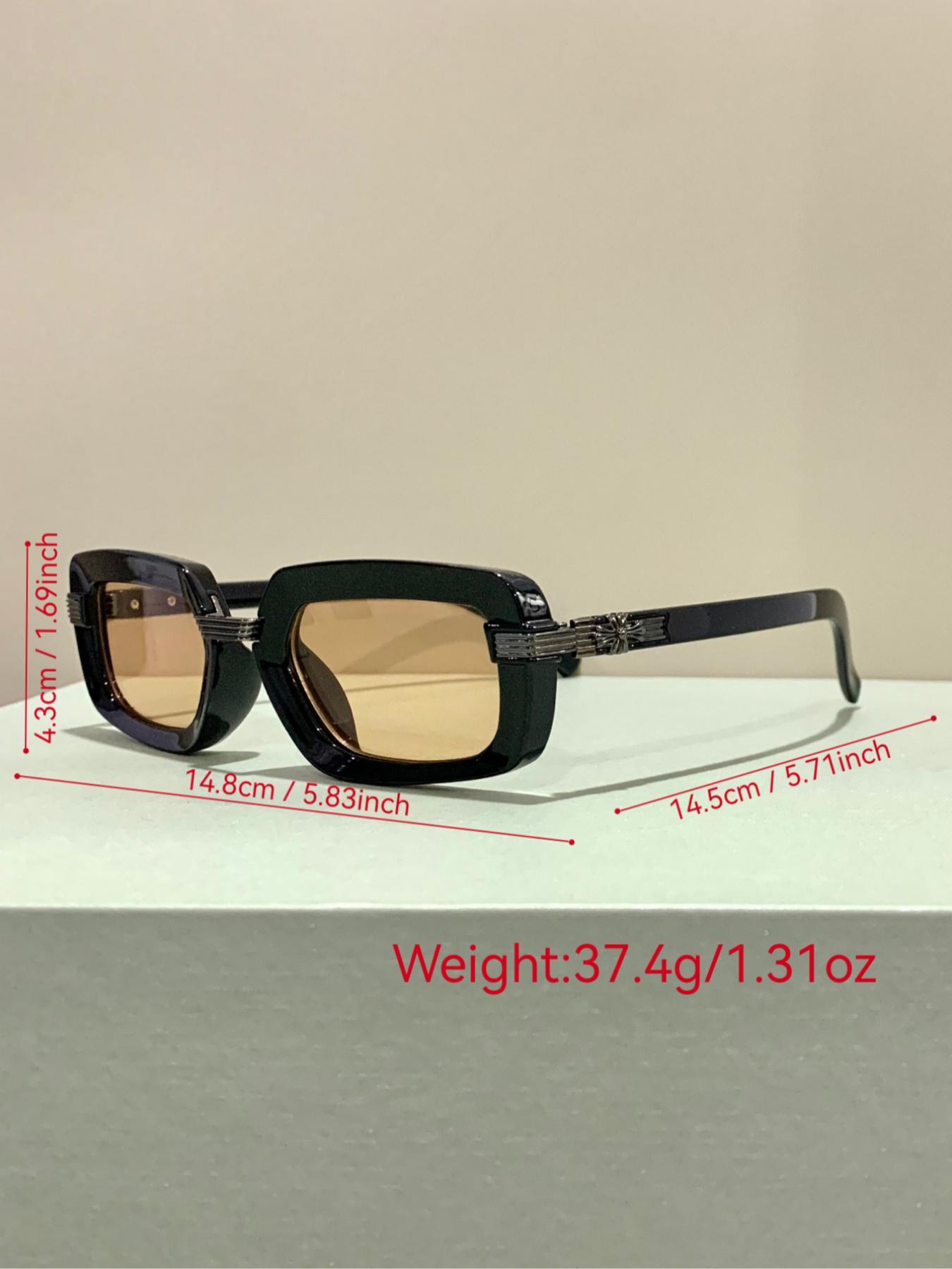 Unisex Vintage Rectangle Frame Glasses, Trendy Casual Glasses for Everyday Use, Fashion Accessories for Outdoor Activities