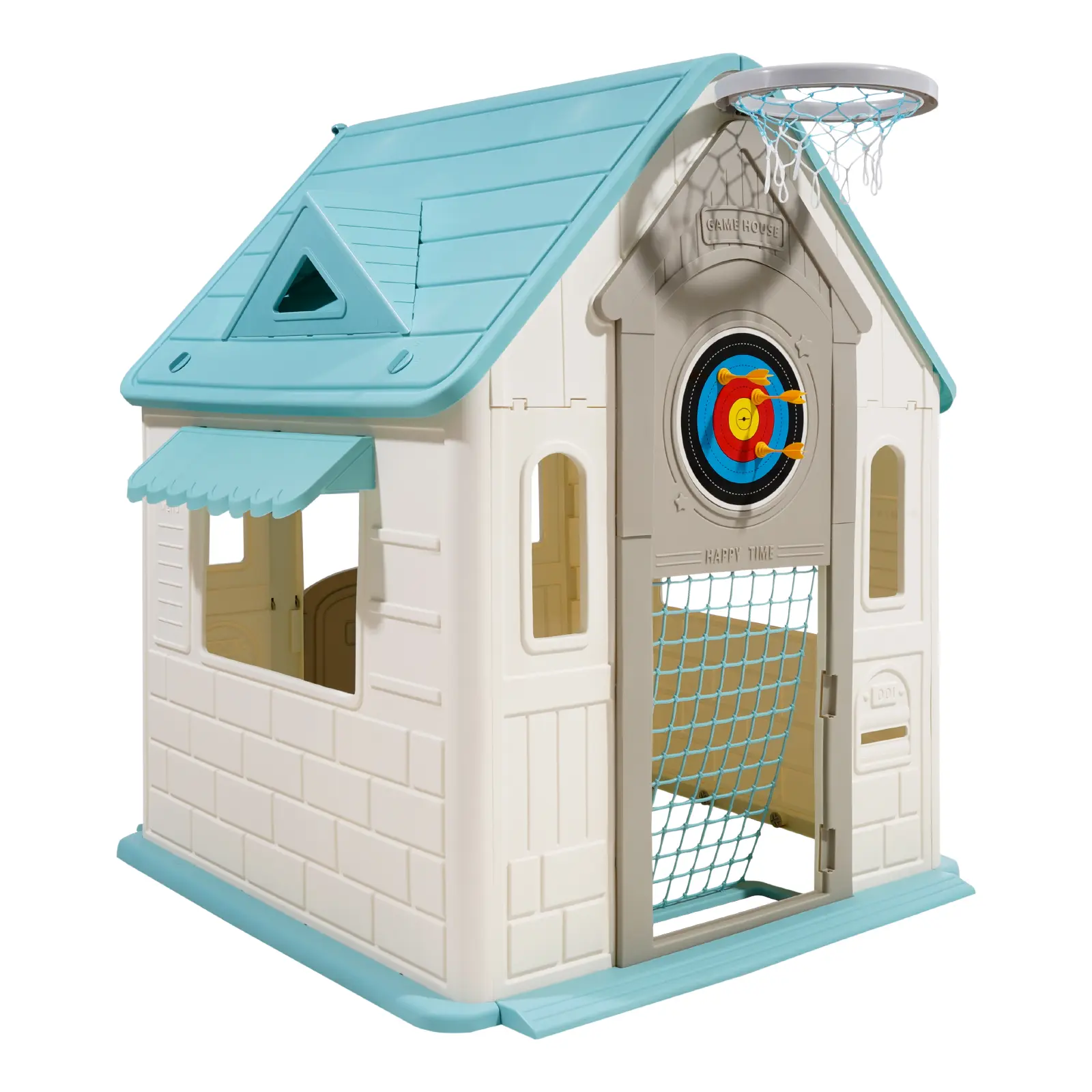 Outdoor Playhouse, Cottage Play House with Pretend Play, Polypropylene Plastic Construction, Quick Setup