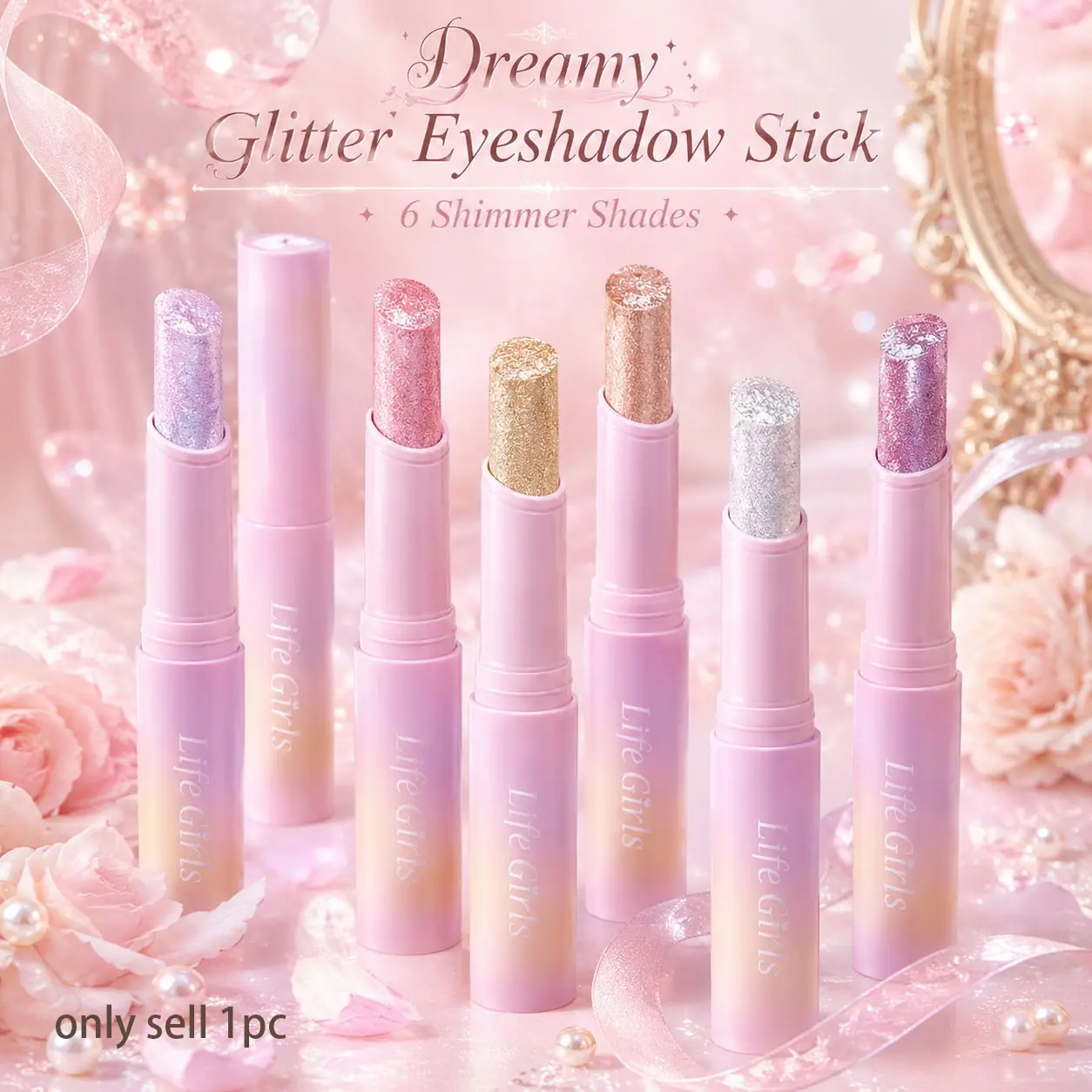 Life Girls Jelly Glow Eyeshadow Stick, Bouncy Gel Texture, Wet-Look Shimmer, One-Swipe Luminosity, Natural Finish, Single Item