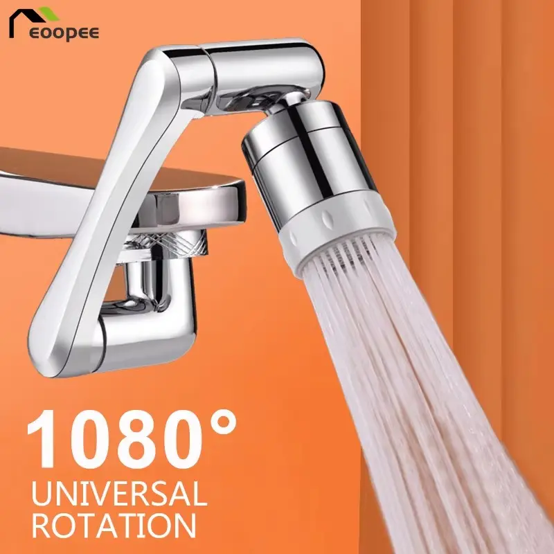 1080° Rotating Faucet Aerator, Mechanical Arm Splash Guard, Free Rotation + Extension + Water Saving, Kitchen Sink Dishwasher Cleaner Tool