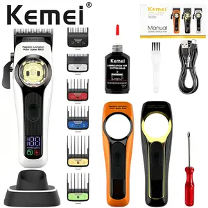 Km-2373 Professional Hair Clipper, Upgrade Large Capacity Battery, HD LED Display, Three Fashionable Covers, Sharp Heat-Resistant Blade, USB Rechargeable Clippers