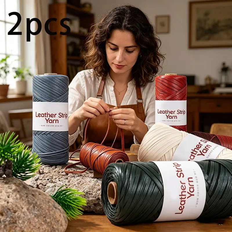 300g/2pcs Matte Imitation Leather Yarn, Shiny Metallic Color, Durable & Skin-Friendly, Ideal for DIY Crafts, DIY Knitting Supplies, Perfect Gift for Beginners