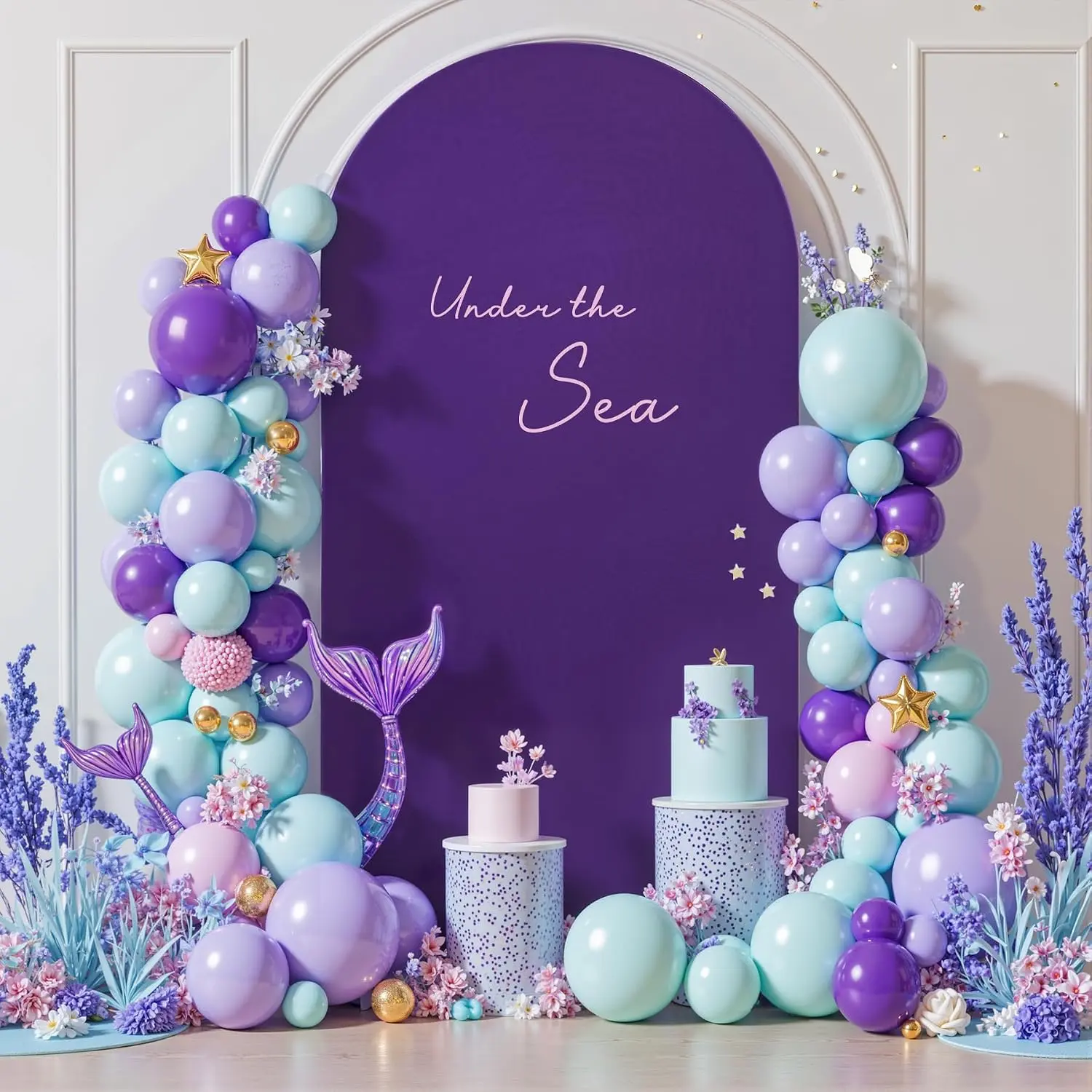 7.2FT Purple Arch Backdrop Cover,Spandex Fitted Wedding Arch Stand Covers Round Top Chiara Arch Covers Stretchy Backdrop for Birthday Banquet Decoration