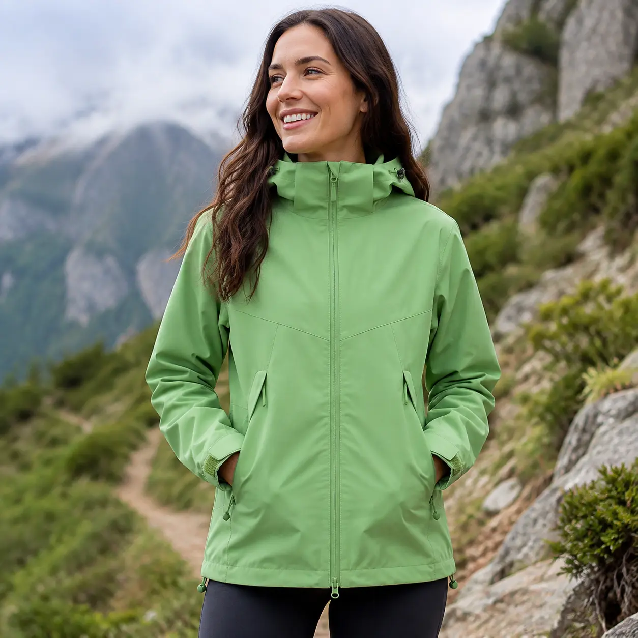 Unisex Solid Polyester Water-Repellent Hooded Outdoor Jacket - Breathable Mesh Lining, Adjustable Cuffs, Adjustable Hem, Full-Zip High-Collar Windbreaker Shell for Hiking Travel, Commuting (M-4XL)