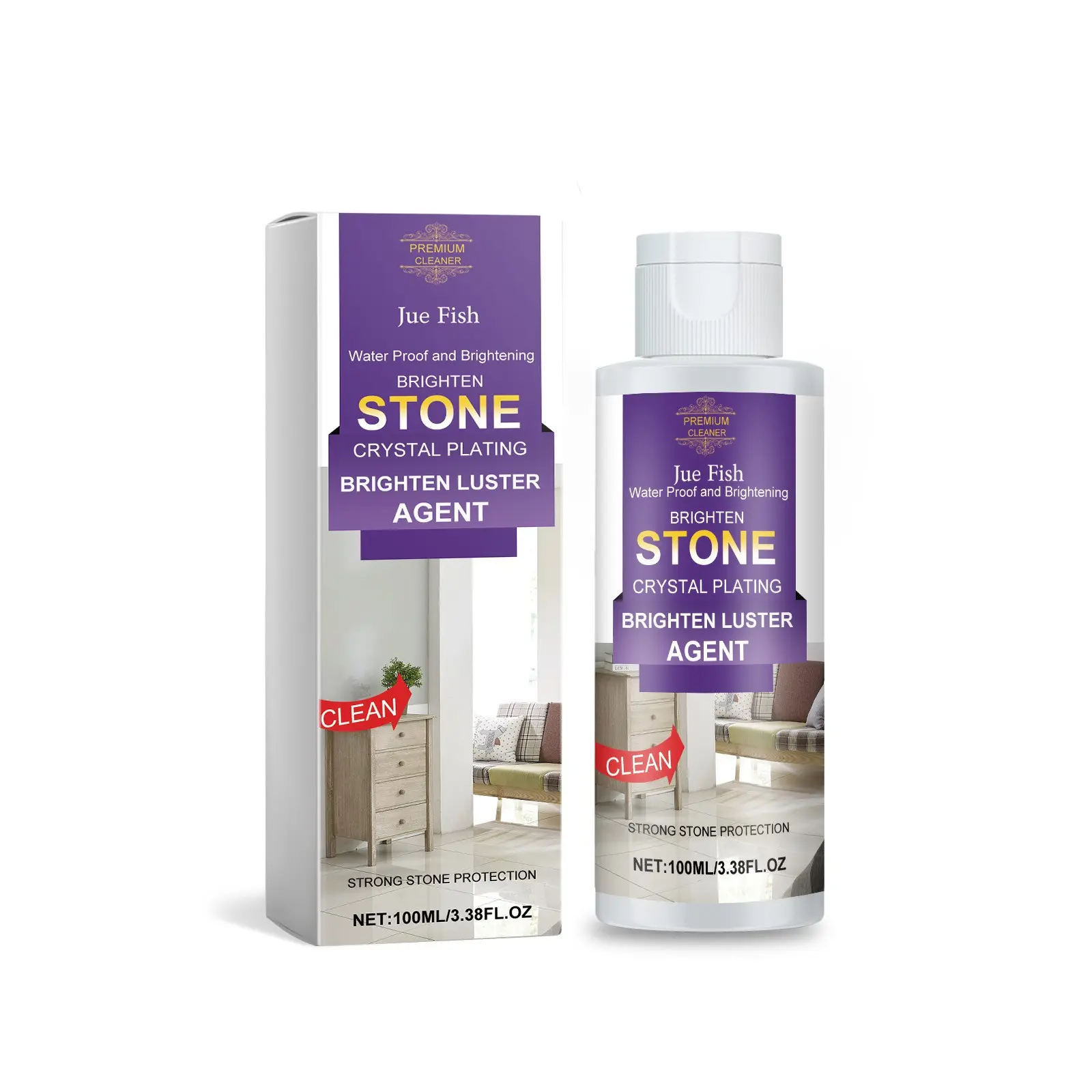 Tile and Stone Floor Cleaner Heavy Duty - Degreaser & Stain Remover for Ceramic Tile, Marble, Granite - Deep Cleaning Polishing Formula for Kitchen Bathroom Floor