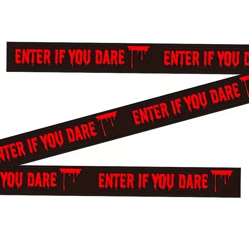 Halloween Caution Tape, 4.88m Plastic Warning Tape, 2-Pack, Decorative Accessory for Haunted Houses and Themed Events