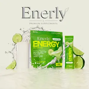 Enerly Sugar-Free Energy Multiplier - Lime Margarita - Hydration Powder Packets| Electrolyte Powder Drink Mix| Convenient Single-Serving Sticks| Includes Natural Caffeine| 1 Pack (14 Servings)​