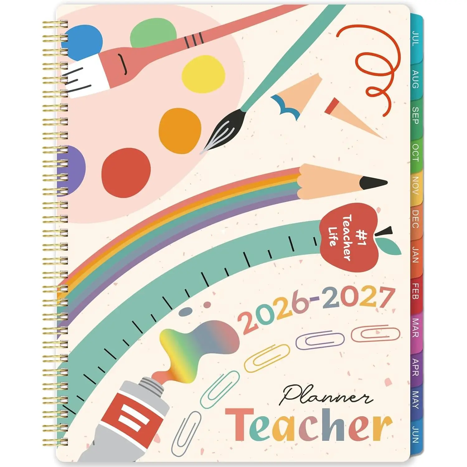 Teacher Planner 2026-2027 - Teacher Lesson Planners 2026-2027 from July 2026- June 2027, Academic Planner for School Year with Colorful Tabs and Inner Pocket, 8.5" x 11"