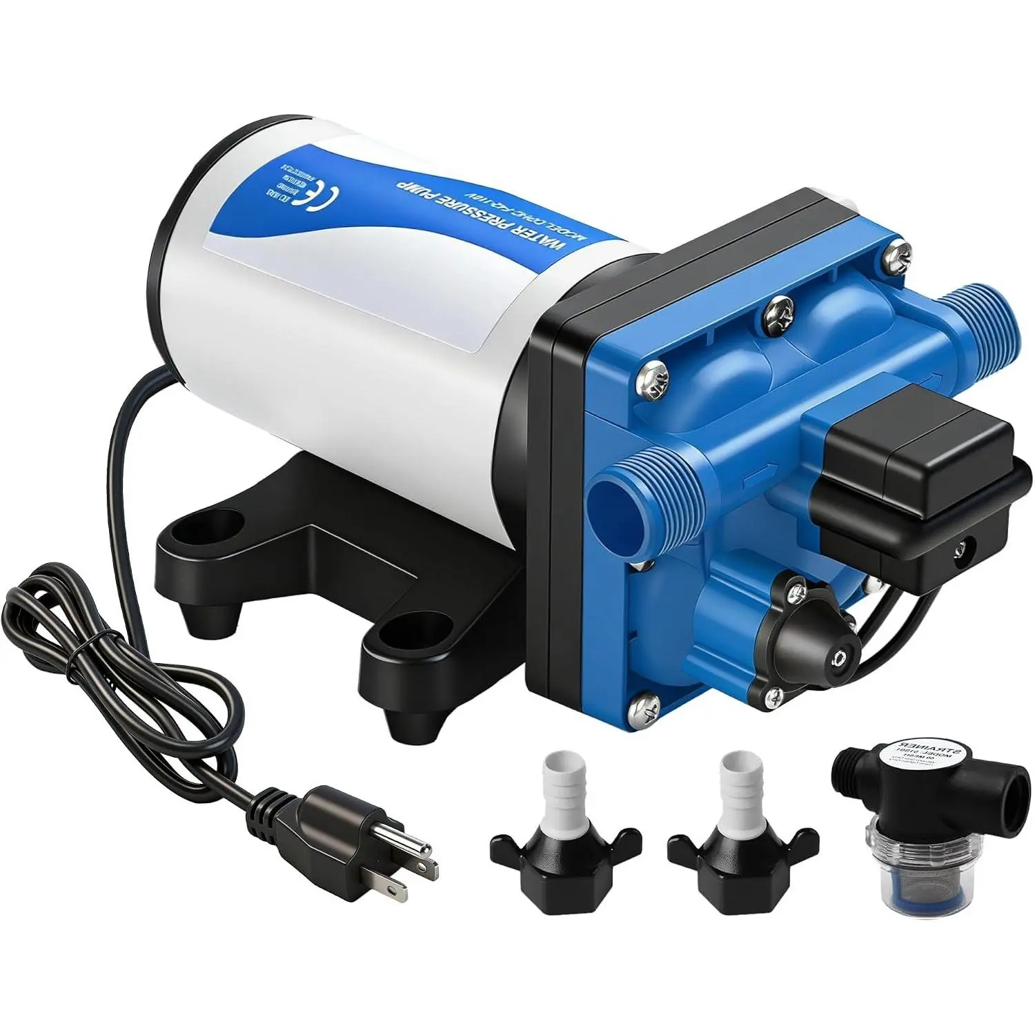DC HOUSE 110V Camper Water Diaphragm Pump with Power Plug 42-Series 5.5GPM 70PSI High   Demand Self Priming Water Booster Pump for Kitchen Bathroom RV Garden Hose Rain Barrel Sprinkler