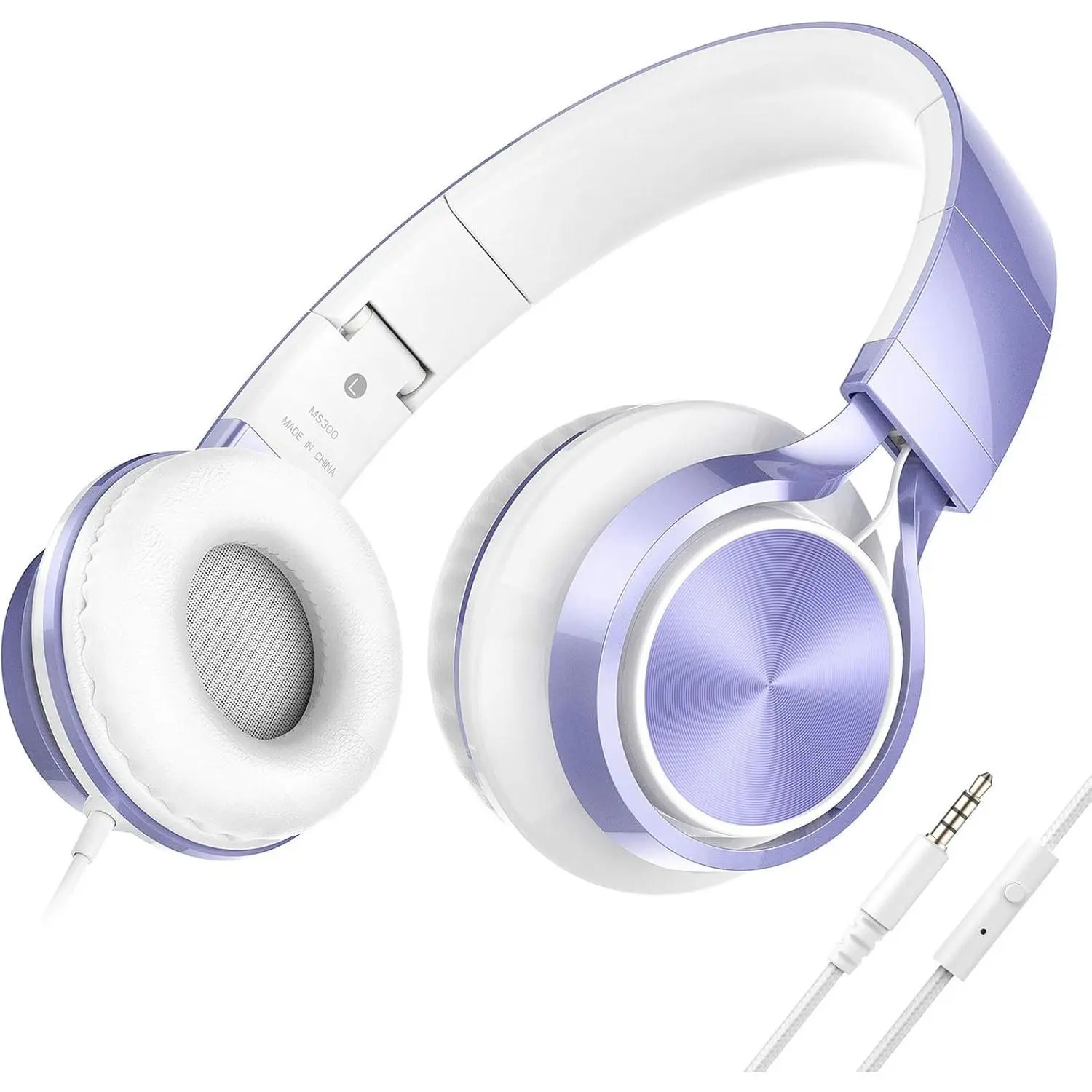Headphones for School Boys, Headphones with Microphone for Chromebook Laptop  Smartphone, 3.5mm Foldable Lightweight Headset for Teen Teenager (Violet)