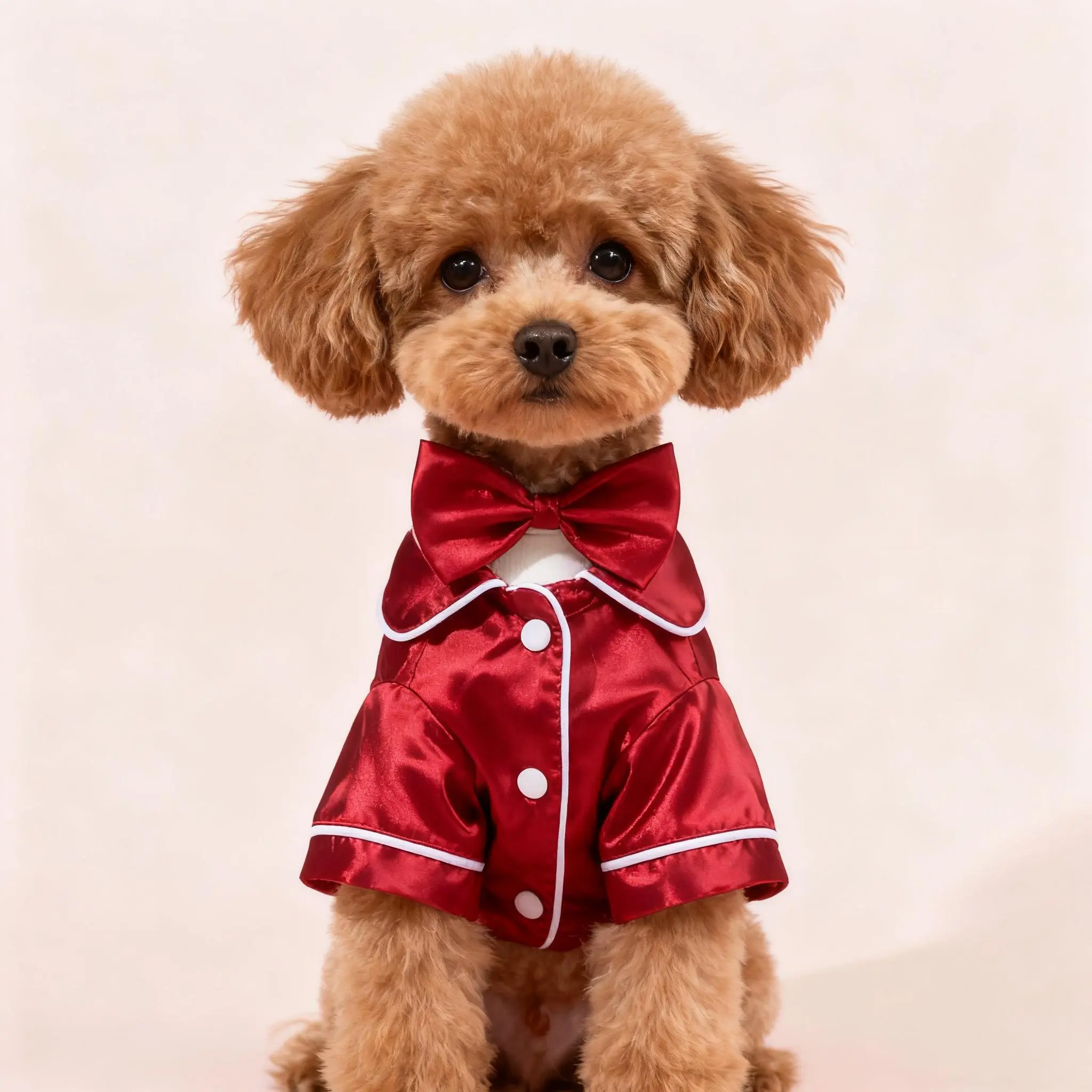 Soft Silk Pet Pajama Set with Bow Headband, Cozy Casual Cute Pink Nightwear for Small Dogs/Cats, Adorable Design Easy-Wear Outfit for Comfortable Nights, Puppy, Puppy Clothes