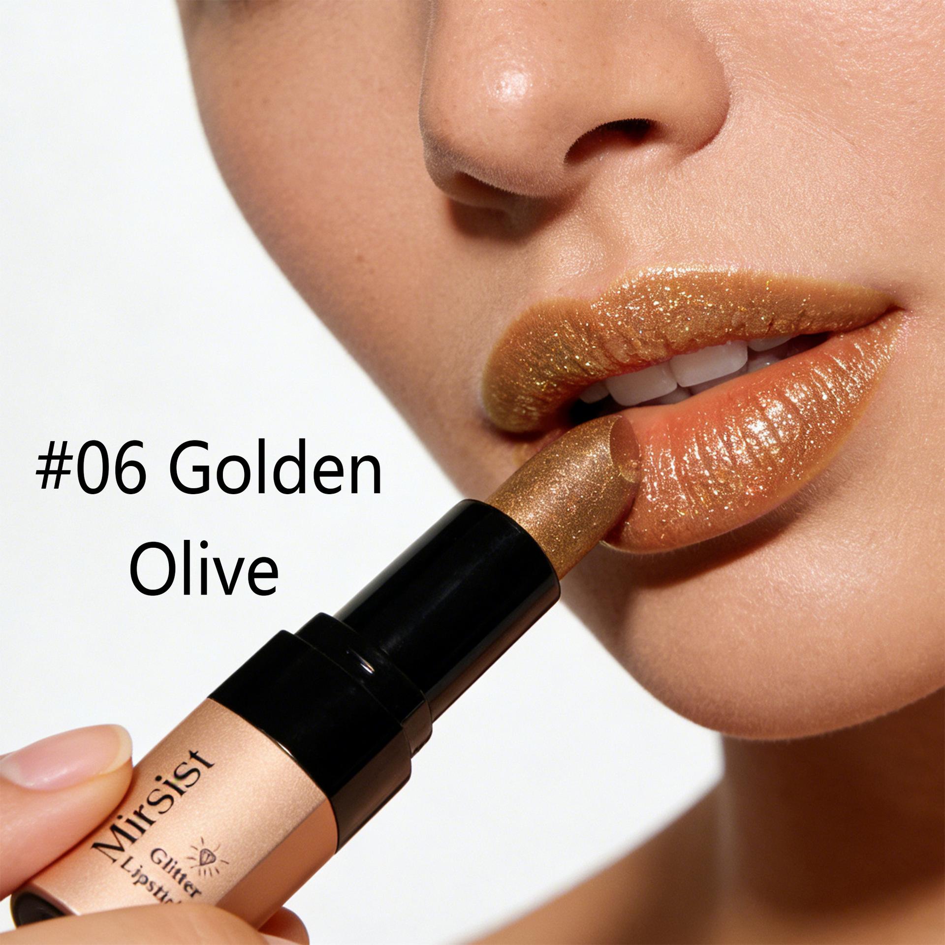 Single Tube 6-Color Metallic Gloss Lipstick, Gold Flash 3D Lipstick, Sparkling Pearl Shine Lipstick, Ideal Gift, Mother's Day Gift