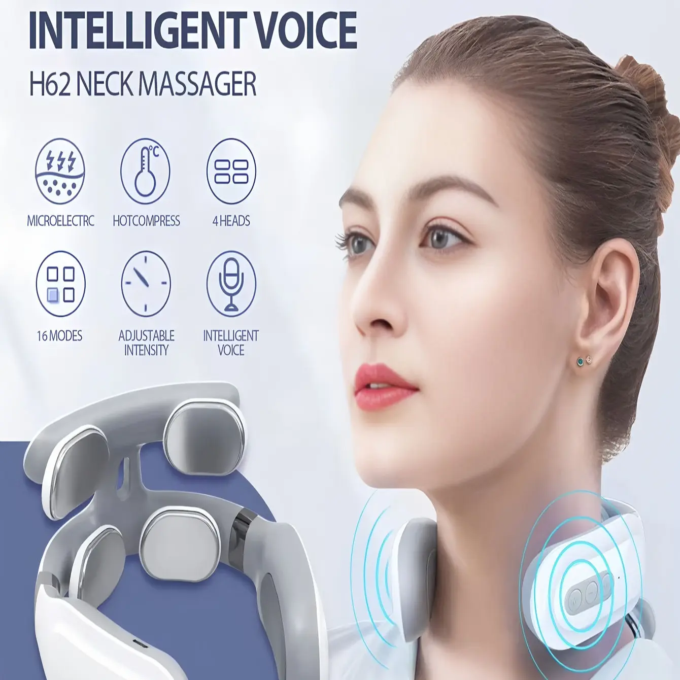 Portable Electric Neck Massager, Smart Neck Massage Device, Rechargeable, Neck Shoulder Relaxer, Relieves Neck and Shoulder Pain, Ideal for Home Use, USB Rechargeable Massagers
