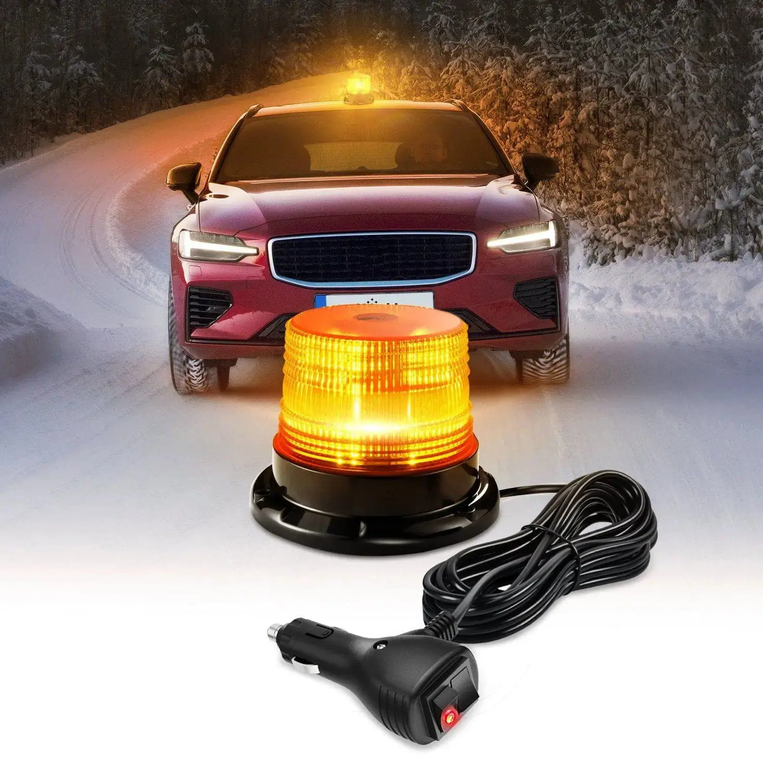 Nilight 40-LED Amber Emergency Strobe Unit - 12-24V DC, 24 High-Intensity LEDs, 16 Ft Cable, Crystal PC Lens, ABS Housing, Strobe Lights for Trucks, School Buses, Tractors