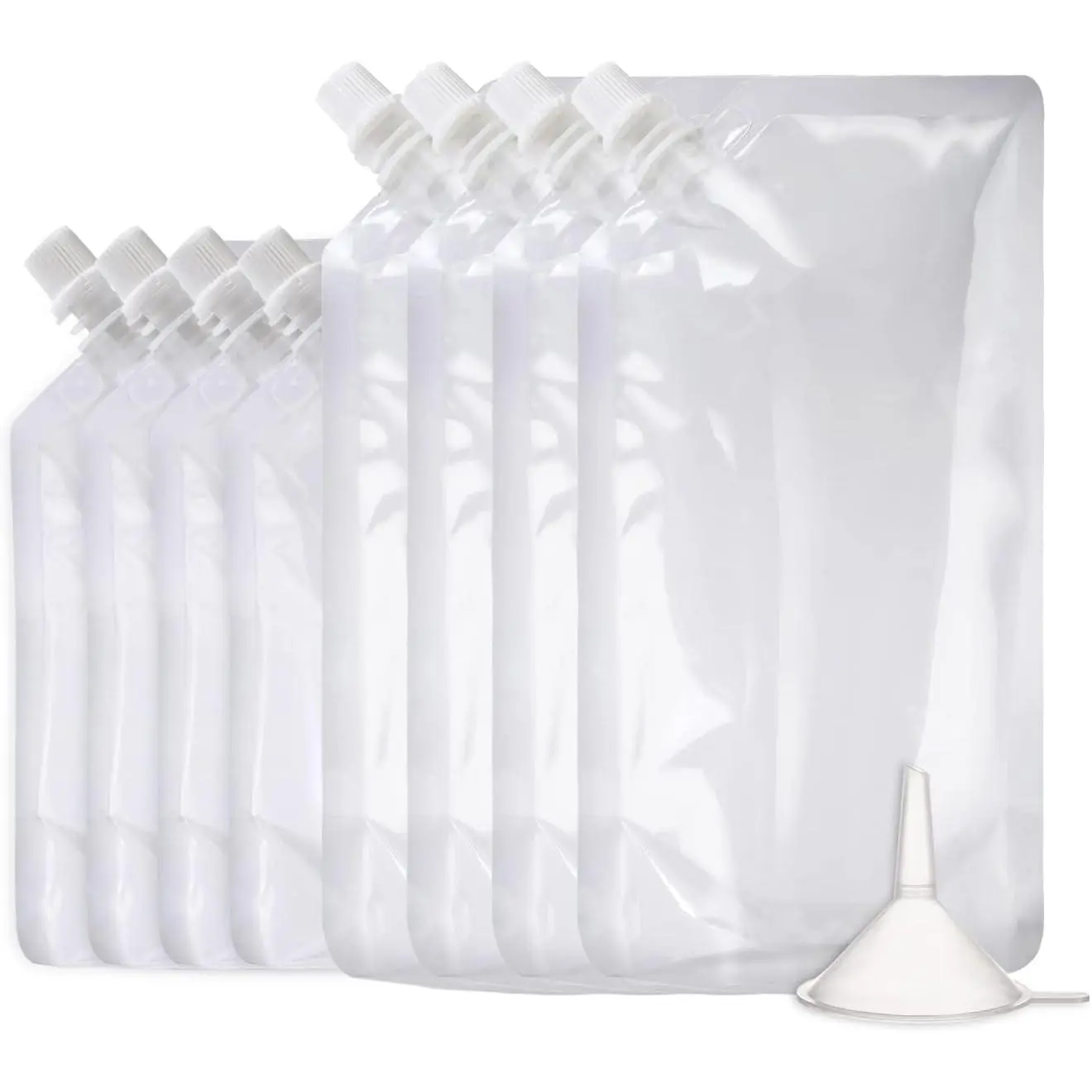 Alcohol Pouches for Liquor,Reusable Drink Pouches for Adults Alcohol Drinking Flasks,Concealable Plastic Liquor Bags with Funnel,Plastic Travel Flasks (8OZ4 + 16OZ4)