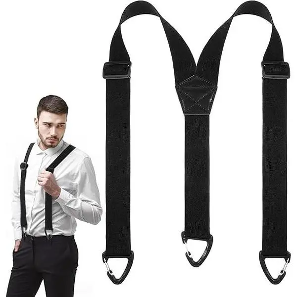 Hidden Suspenders for Men Under Clothes, 1.5" Wide Adjustable Snap Loop Suspenders, Invisible Snap Hook Braces for Men and Women