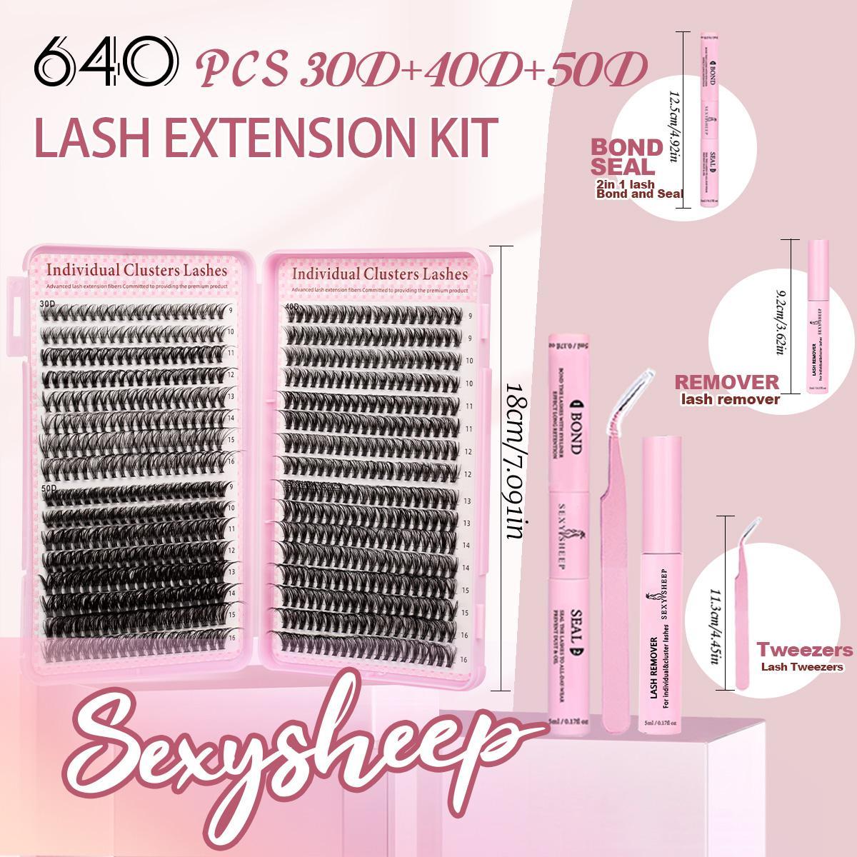 Mixed Styles Lash Clusters Kit,Diy Cluster Lash,1 Set Mixed Length Individval Eyelash Extensions Kit,Self Grafting False Eyelashes,D Curl Eyelashes,Prefessional Eye Makeup Accessories for Women