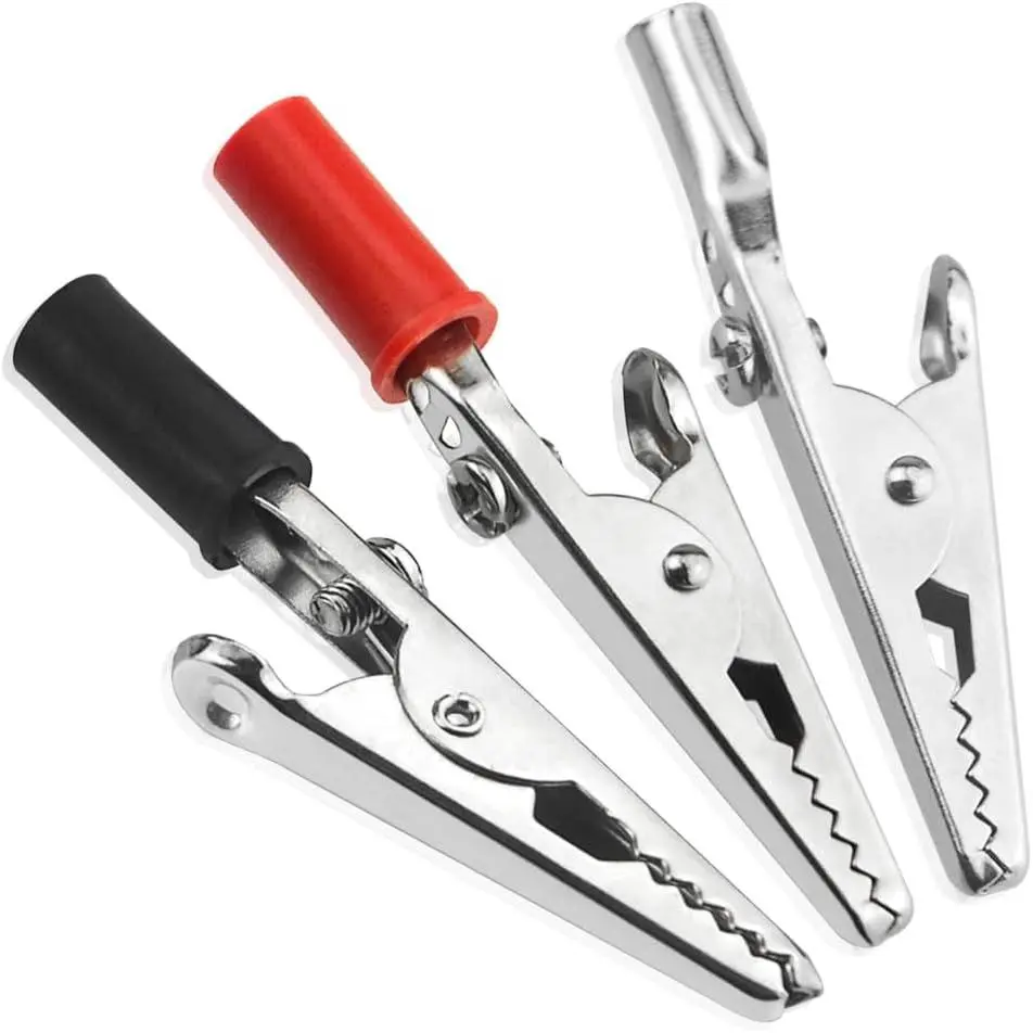 22 PCS Metal Alligator Clips Electrical Test Clamps with Plastic Hands Red Black Kit Small Alligator Clip Spring Clamps for Laboratory Electric Testing Work