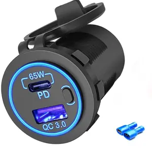 Dual Port Fast Charging Car USB Outlet Waterproof Socket for Car Boat RV Truck