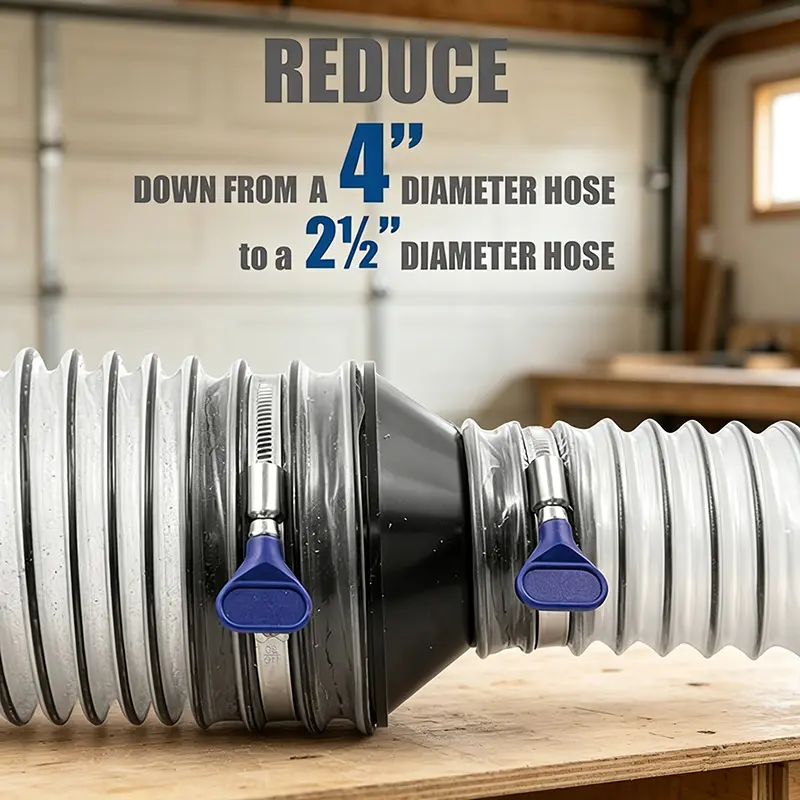 4" Hose to 2-1/2" Dusting Hose Cone Reducer Attachment for Connecting Dusting Hose to Hose on Large Machines, 4" (Approximately 10.2cm) Port Connection