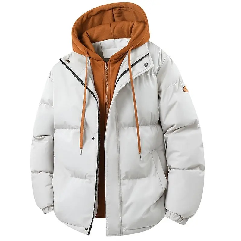 Men's Stylish Tan Coat - Menswear Long Sleeve Top, Colorblock Lining, Hooded Design for Winter Outdoor Warmth, Coats